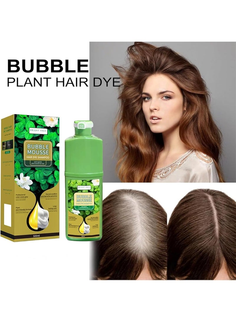 Bright Face Bubble Mousse Hair Dye Black Shampoo Plant-based Formula 500ml - Image 2